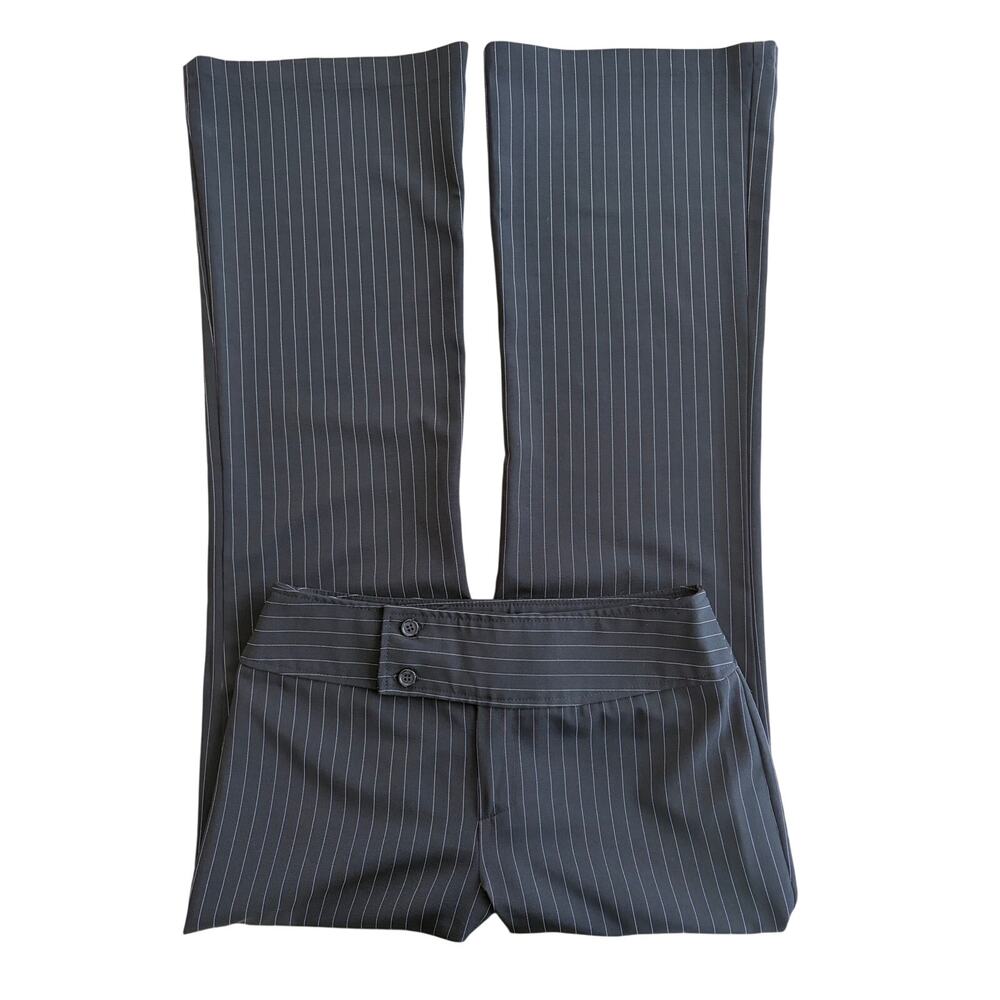 vintage y2k spring street Y2K office siren black striped low waist pants